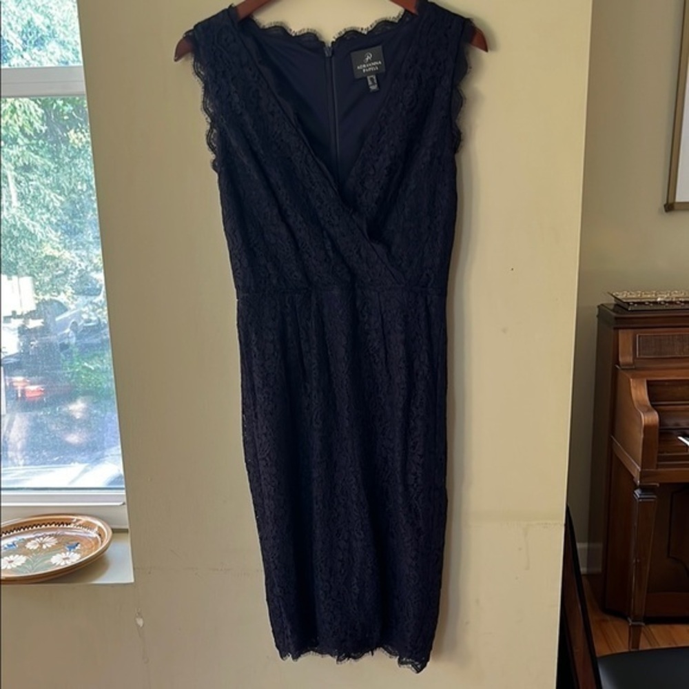 Adrianna Papell Navy Lace Midi Dress